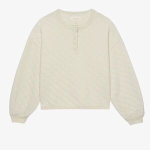 The Great The Quilted Henley Sleep Sweatshirt Washed White Sz. 0